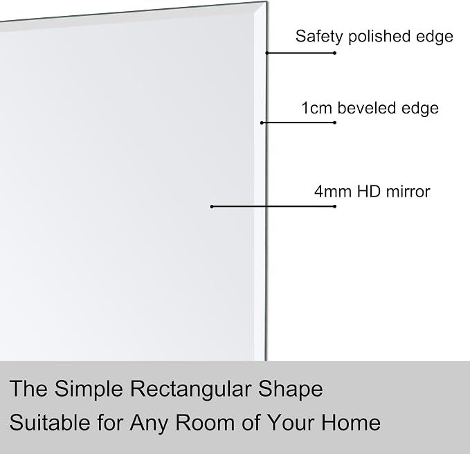 Ruomeng Wall Mirror Beveled Edge Frameless Mirror 24” x 36" Accent Mirror - Image 5