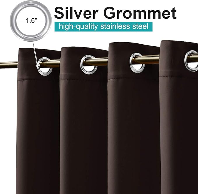 NICETOWN Waterproof Outdoor Curtain, 66" Wide Porch Curtains Outdoor Patio Sunlight Block Window Curtain Grommet Cabana Cabin Drape Privacy Panel, 1 Piece, W66 x L84 inch, Toffee Brown