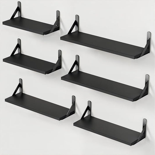 AMADA HOMEFURNISHING Wall Shelves Set of 6, Wood Floating Shelves by AMADAHOMEFURNISHING
