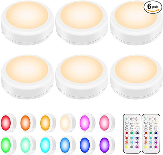 BLS LED Puck Lights with Remote Control, Wireless Under Cabinet & Closet by BLS