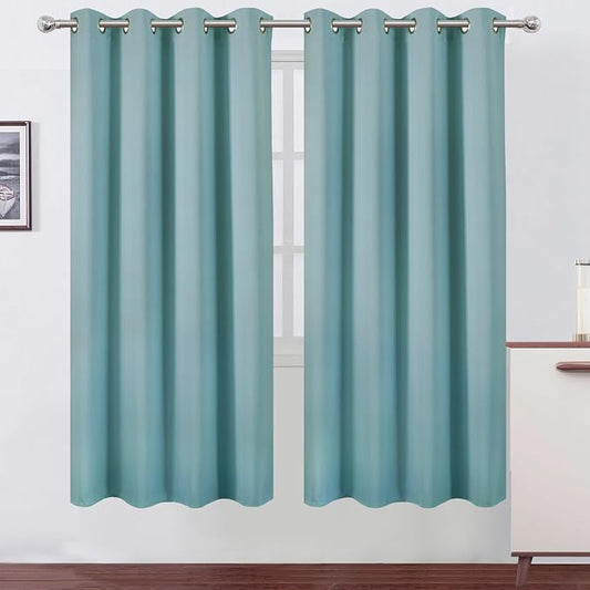 LEMOMO Blackout Curtains 66 x 72 Inch Long Stone Blue Curtains Set of 2 Panels by Lemomo