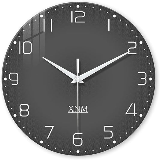 XNM Dark Grey Wall Clock for Bedroom Glass Modren Simple Wall Clock Battery by XNMwallclock