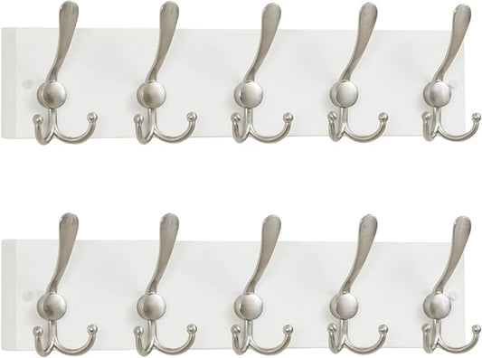 SKOLOO Creations White Solid Wood Wall Mounted Coat Rack, 5 Hooks, 16-7/8" Long by SKOLOO