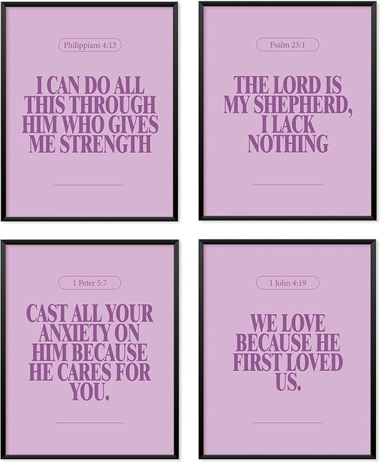 Locomiss Purple Christian Wall Art Decor Posters, Modern Bible Verse Prints by Unknown