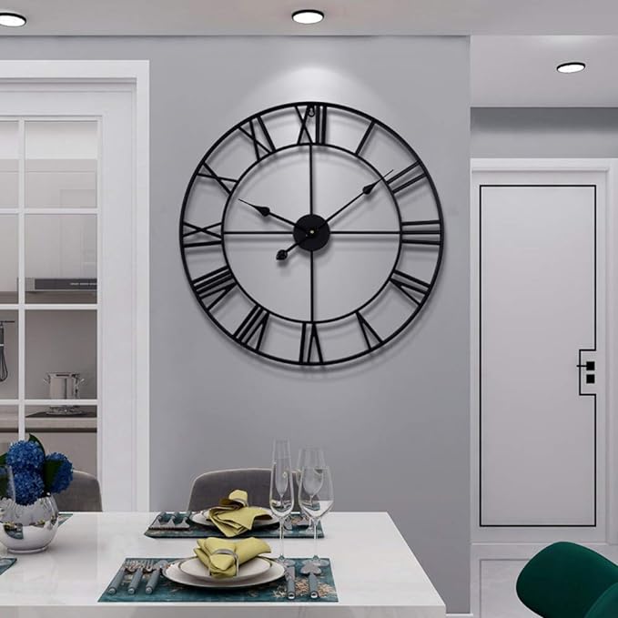 LEIKE Large Wall Clock, Non Ticking, Battery-Operated, Rustic Round Modern by LEIKEWALLCLOCK