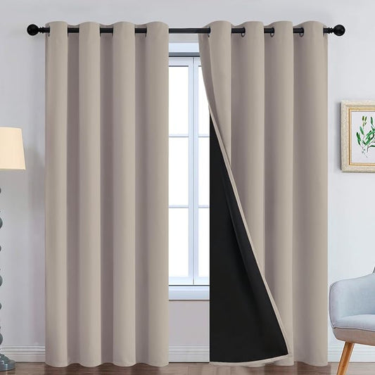 Yakamok 100% Blackout Curtains 84 Inches Long, 2 Thick Layers Heat and Full by Yakamok