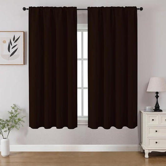 CUCRAF Blackout Curtains 45 inch Length 2 Panels Set, Rod Pocket Room Darkening by CUCRAF