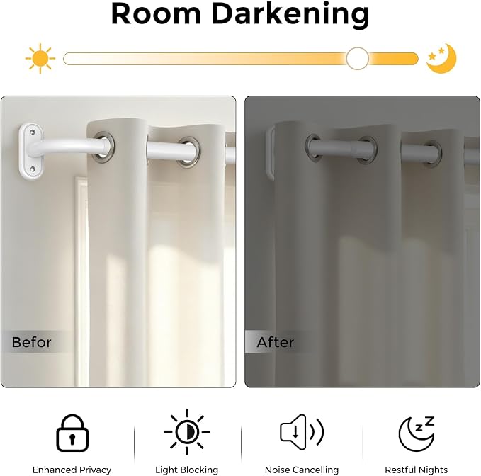 Curtain Rods 36-120 Inch, 1 Inch Adjustable Long Heavy Duty Room Darkening - Image 3