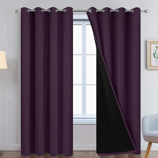 Yakamok 100% Blackout Curtains 84 Inches Long, 2 Thick Layers Heat and Full by Yakamok