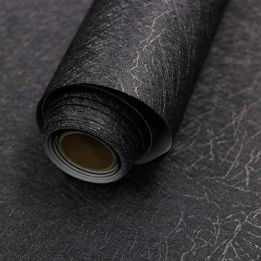 Abyssaly 35.4" x 118" Black Silk Wallpaper Peel and Stick Embossed Self by Abyssaly