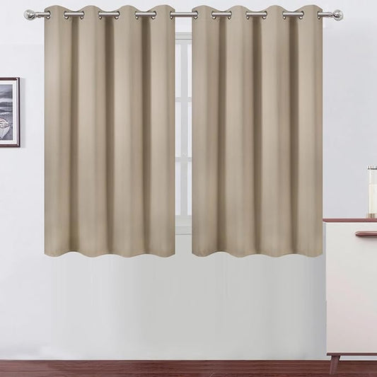 LEMOMO Khaki Thermal Blackout Curtains/52 x 45 Inch/Set of 2 Panels Room by Lemomo