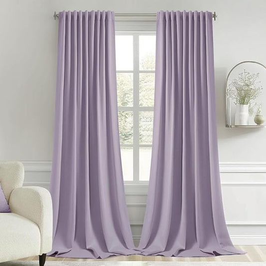 MIULEE Lilac Back Tab Blackout Curtains 120 Inch Long 2 Panels Set by MIULEE