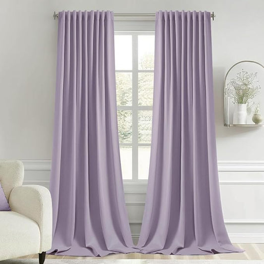 MIULEE Lilac Back Tab Blackout Curtains 108 Inch Long 2 Panels Set by MIULEE