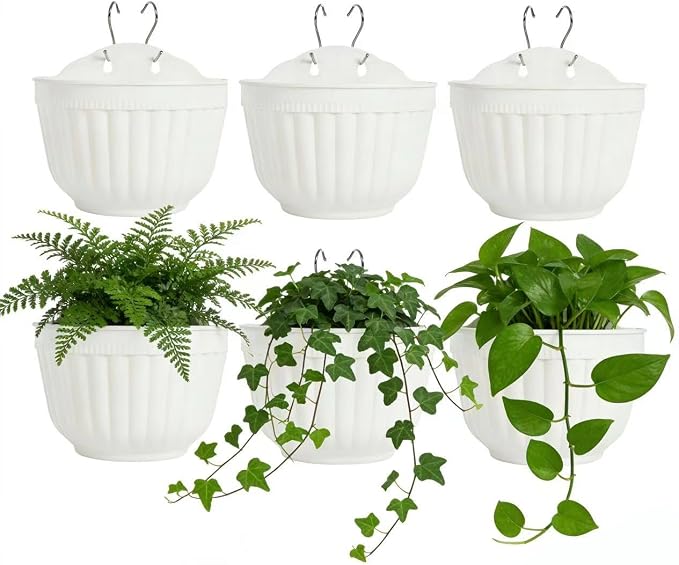 6 Pcs Plastic Large Wall Plant Pots Vertical Garden Living Wall Mounted Window by OrimercGarden