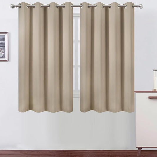 LEMOMO Blackout Curtains 66 x 54 Inch Long Khaki Curtains Set of 2 Panels Room by Lemomo