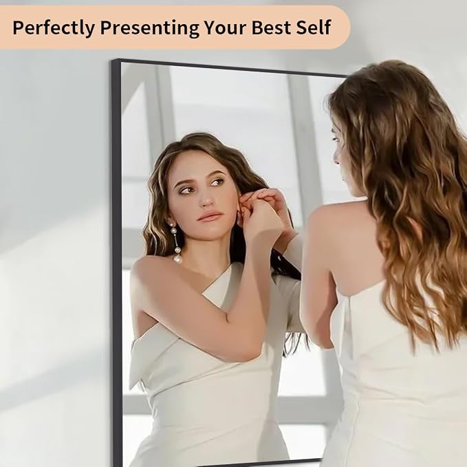 Koonmi Black Mirrors for Wall, 30x55 Inch Bathroom Mirror, Rectangular Wall - Image 9