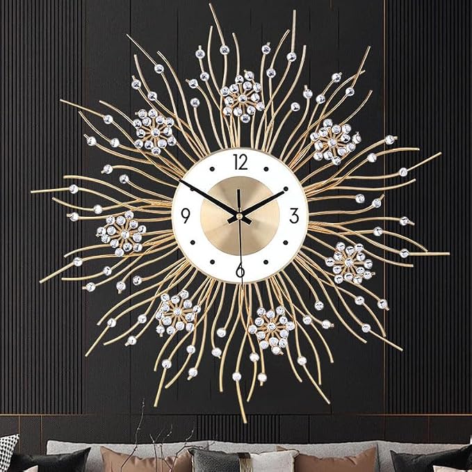 SIN&MI Large Wall Clocks, Silent Sunflower Shape Chic Decorative Wall Clock by SINMI