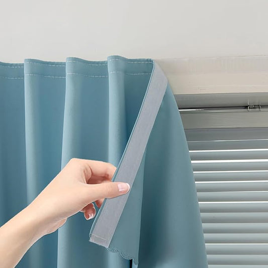 Self Adhesive Curtains, Use for Bedroom, Lake Blue, 1 Panel by Sovtfides