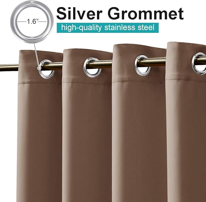 NICETOWN Room Divider Curtain for Patio 84 inch Length, Vertical Blinds Blackout Thermal Insulated Stainless Steel Grommet Top Slider for Sliding Glass Door, Tan, 1 Panel, W100 x L84
