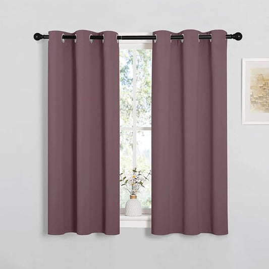 NICETOWN Bedroom Curtain Panels Blackout Draperies, Dry Rose, 1 Pair, 34 by by NICETOWN