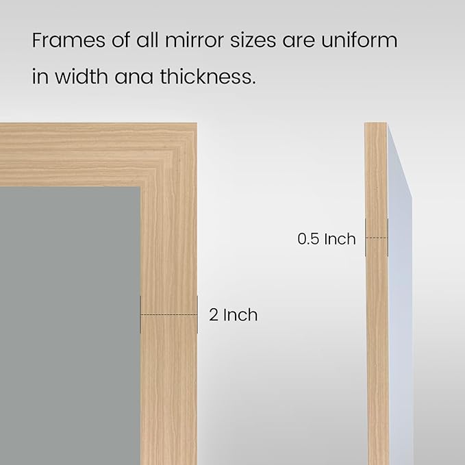 Amorho Bathroom Mirror, 60 X40 Inch Wall Mirror, Oak Wood Grain Metal Framed - Image 6