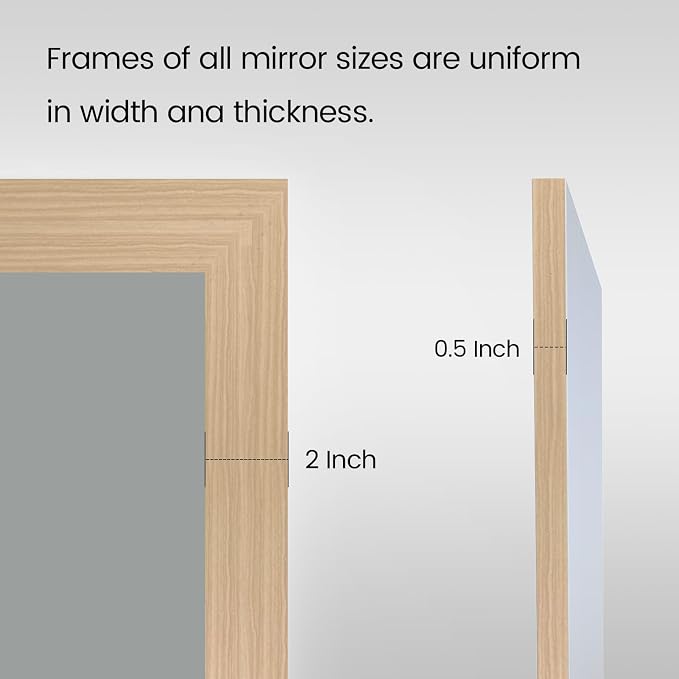 Amorho Bathroom Mirror, 28 X36 Inch Wall Mirror, Oak Wood Grain Metal Framed - Image 6