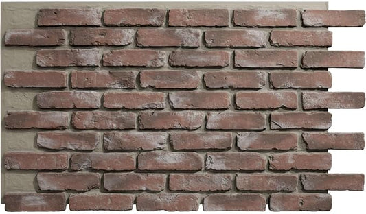 EverStone Aged Brick Faux Brick Panel, 46 7/8"W x 27"H x 1 1/4"D, Burnished Red by EkenaMillwork