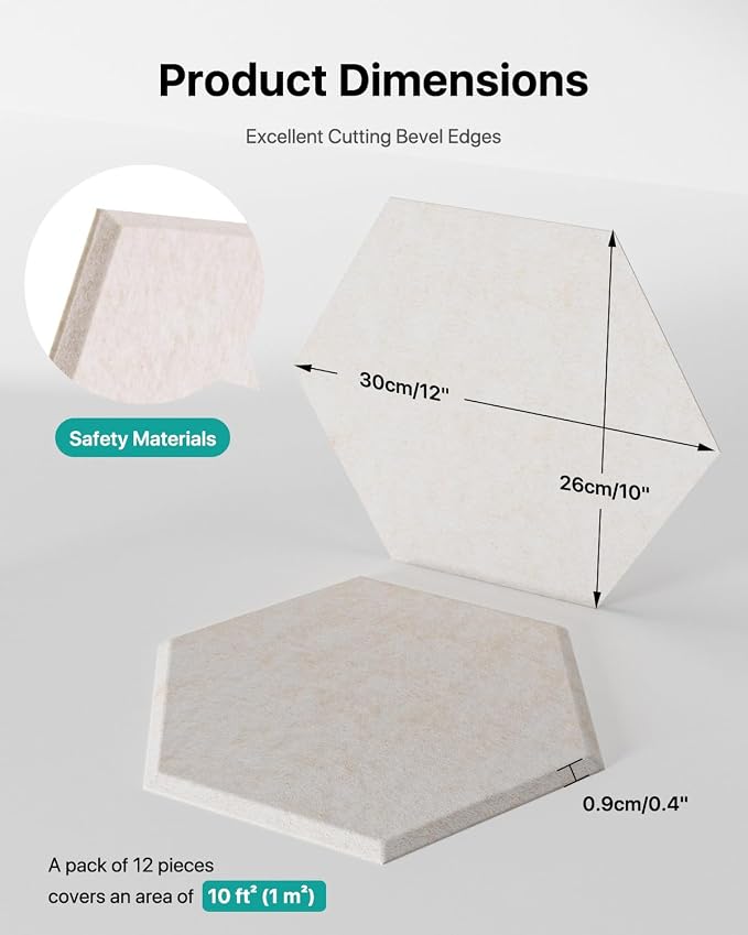 Soundsbay Acoustic Panels, 18 Pack Hexagon Soundproof Wall Panels High Density - Image 5