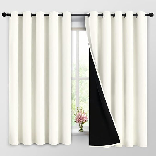 Yakamok 100% Cream Blackout Curtains by Yakamok