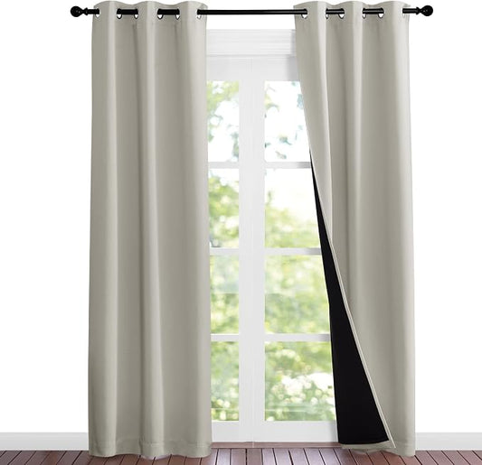 NICETOWN Natural Blackout Curtains 80 inches Long, 2 Pieces, Full Light by NICETOWN
