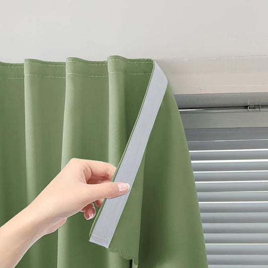 Magic Tape Blackout Curtains for Bedroom No Drillng Self Adhesive Curtains No by Sovtfides