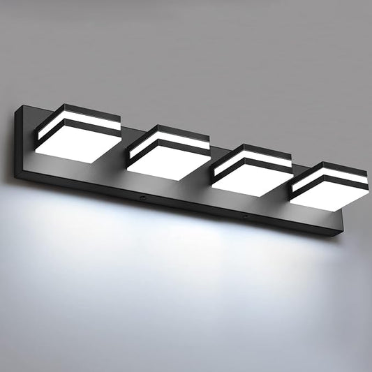 IZORRO LED Modern Bathroom Lights Fixtures, Matte Black Acrylic Wall Lighting by IZORRO