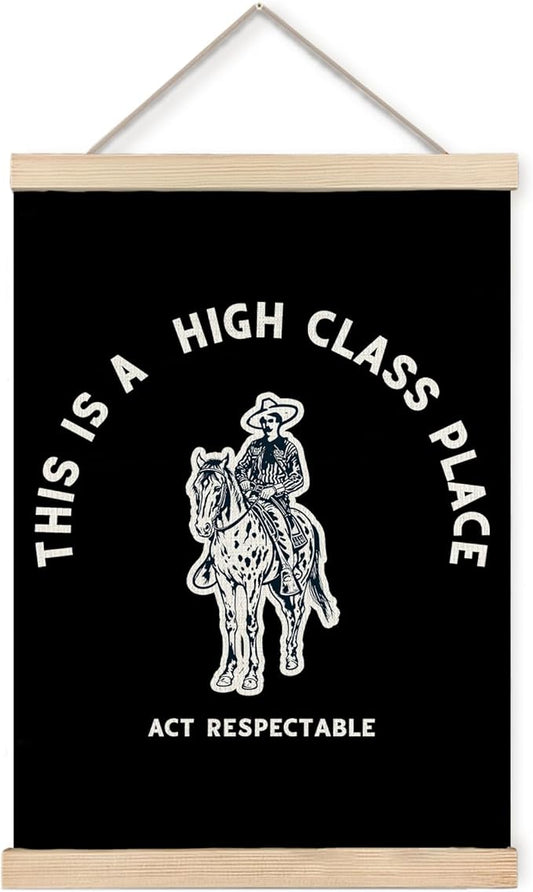 Foritho Funny Black Western Cowboy Poster Wall Art Framed, This Is A High Class by Unknown