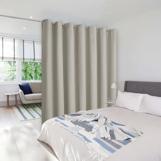 NICETOWN Natural Curtains for Sliding Glass Door, 84 inch Long, Grommet Single by NICETOWN