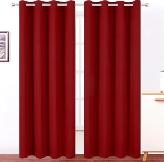 LEMOMO Blackout Curtains 52 x 120 Inch Long Red Curtains Set of 2 Panels Room by Lemomo