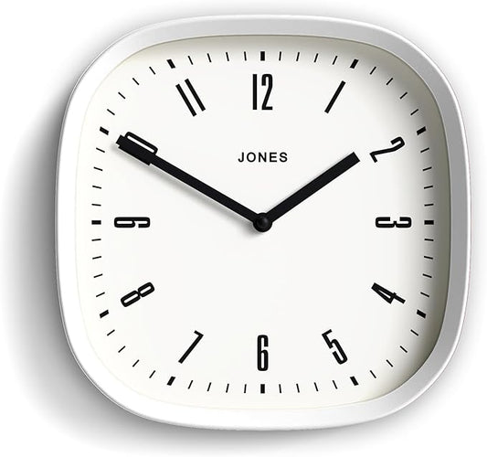JONES CLOCKS® Marvel Wall Clock | Modern Retro Rounded Square Clock | 10 inch | by JONESCLOCKS