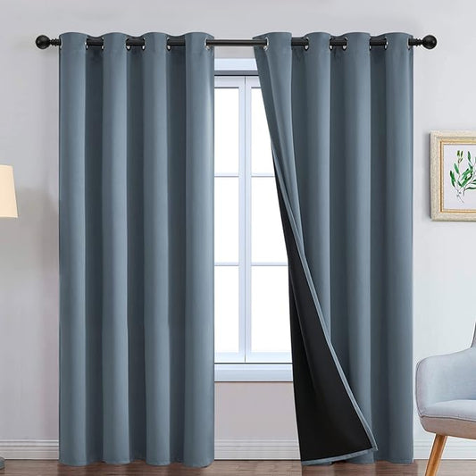 Yakamok Full Blackout Curtains 96 Inches Long, 2 Thick Layers Grommet Top by Yakamok
