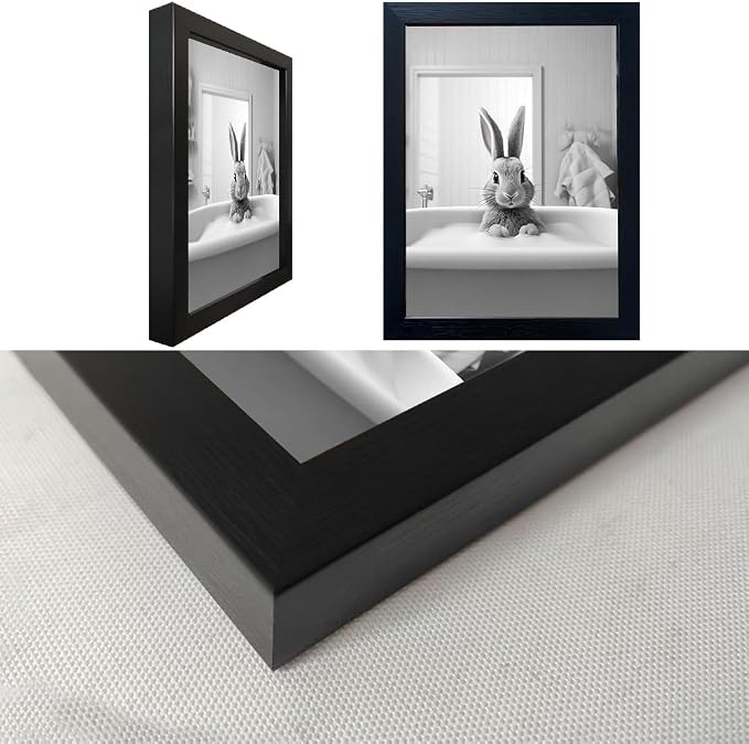 Kids Bathroom Decor, Funny Rabbit in Bathtub, Framed Farmhouse Picture Wall - Image 3