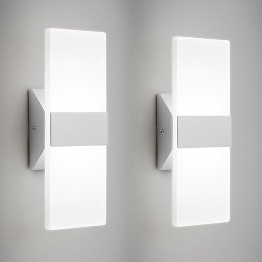 Modern LED Wall Sconces Set of Two, 12 Inch Indoor Dimmable Brushed Nickel Wall by BrillianceMeetsDurability