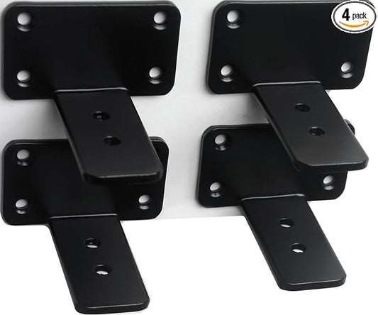 4 Pack - 3 inch Black Hidden L Shelf Bracket Iron Floating Shelf Brackets by MHMYDZ