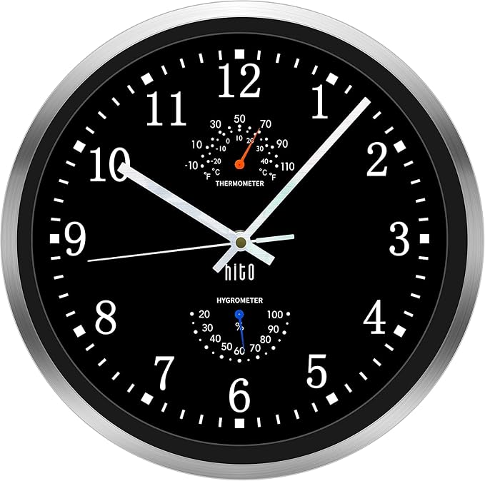 HITO 14 Inch Silent Wall Clock Battery Operated, Large Wall Clock by hito