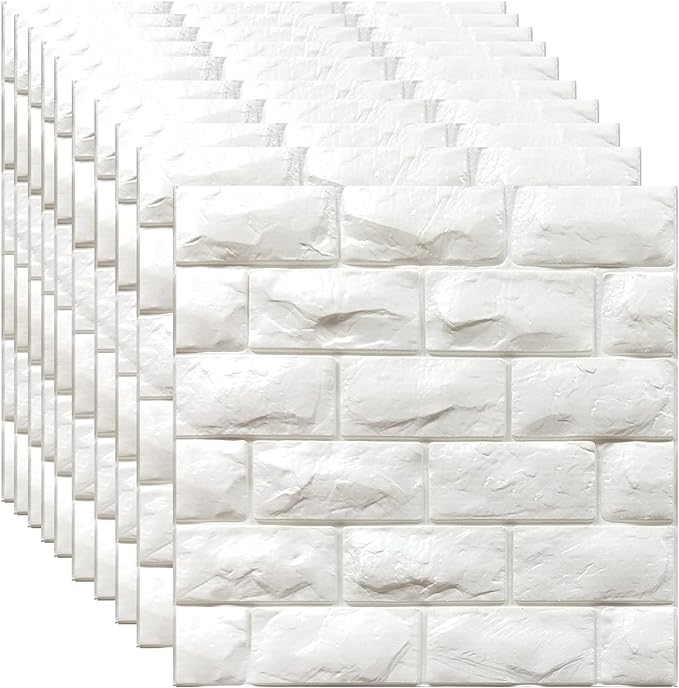 YU LI 3DH 3D Wall Panels Peel and Stick 30PCS White Foam Brick Wallpaper by YULI3DH