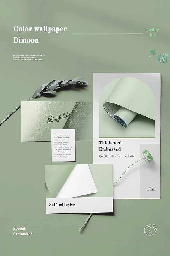 Dimoon 118''x17.7'' Green Peel and Stick Wallpaper Contact Paper Modern Self - Image 4