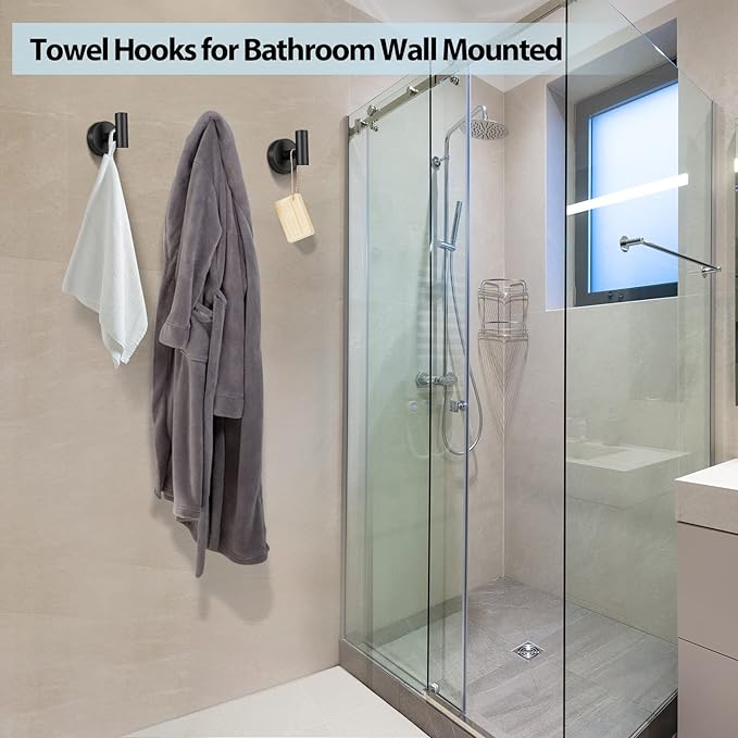 Kruodop Towel Hooks for Bathroom, 4 Packs Wall Mount Towel Holder, Stainless - Image 5
