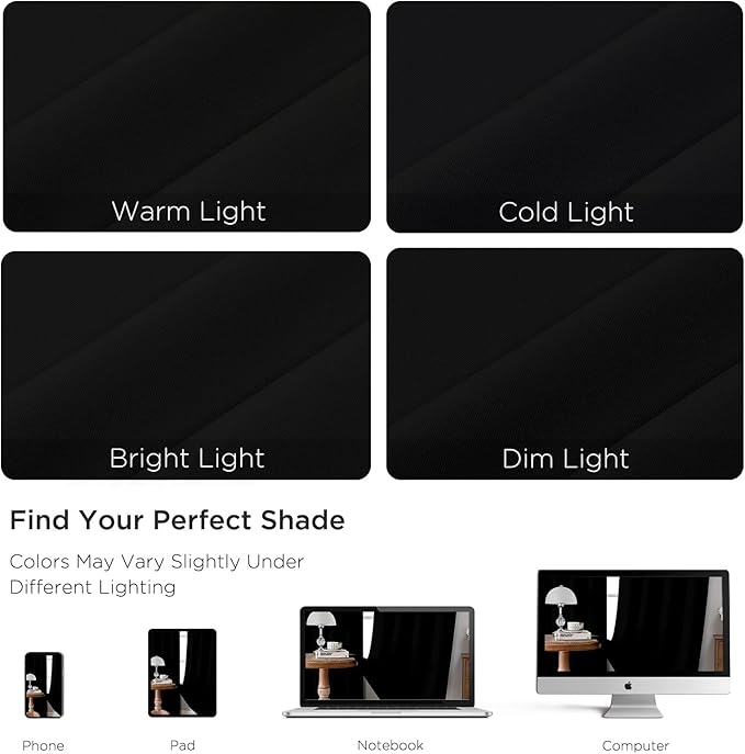CUCRAF Black Blackout Curtains 45 inch Length 2 Panels Set, Rod Pocket Room - Image 4