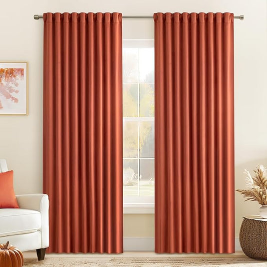 MIULEE Back Tab Burnt Orange Blackout Curtains 84 Inch Length 2 Panels Set by MIULEE