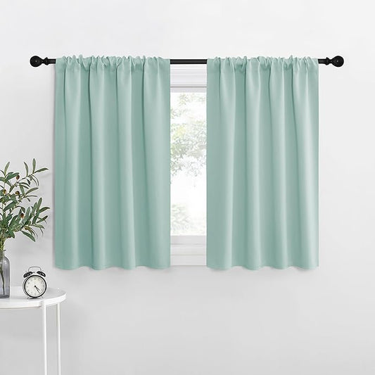 NICETOWN RV Blackout Curtains for Camper Windows, Aqua Blue, Kitchen Curtains by NICETOWN