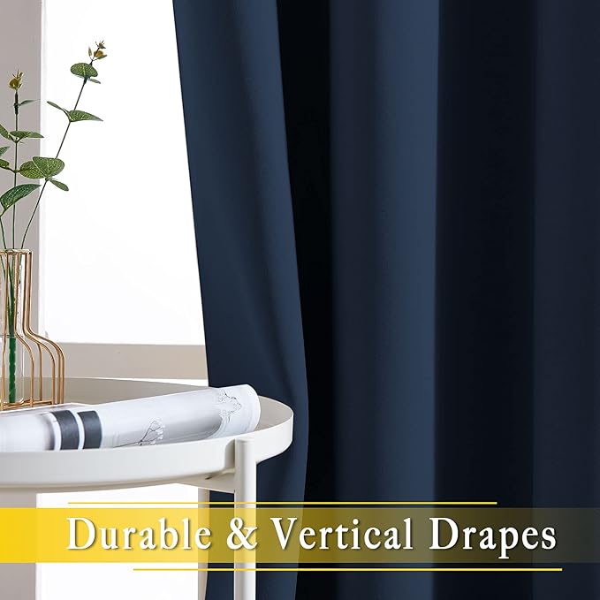 NICETOWN Bedroom Window Blackout Curtain Panel - Thermal Insulated Blackout Drape/Drapery for Loft, Guestroom (Navy, 1 Panel, 80 x 84 inch)