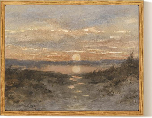 InSimSea Framed Canvas Wall Art, Vintage Coastal Landscape Painting, Rustic by InSimSeaArt