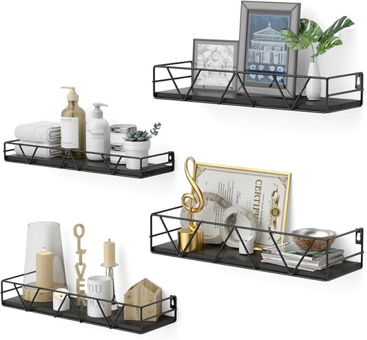 Amaoot Floating Shelves Set of 4, Home Wood Wall Shelf, Farmhouse Shelf by Amoot